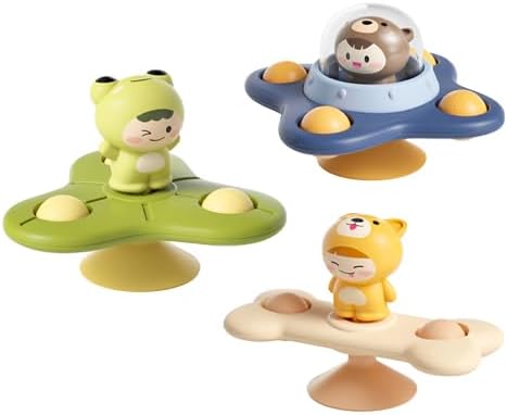 Suction Cup Spinner Toys for Boys, Sensory Spinning Tops Toy for Toddlers, First Birthday Baby Gifts for Girls(Group G)