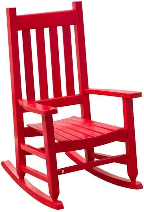 Kid Rocking Chair ChildToddler Small Baby Wooden Comfy Rocker Chairs Furniture for Nursery Bedroom Livingroom Outdoor Reading Room, Ages 6-10, Red