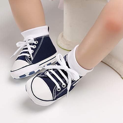Unisex Baby Boys Girls Shoes, Newborn Infant Non-Slip Canvas Denim High Top Sneakers, Toddler First Walkers Shoes