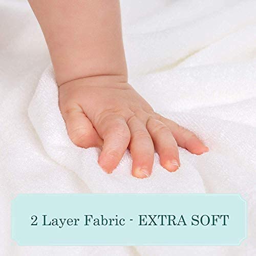 HIPHOP PANDA Hooded Towel - Rayon Made from Bamboo, Bath Towel with Bear Ears for Newborn, Babie, Toddler, Infant - Absorbent Large Baby Towel - White, 37.5 x 37.5 Inch