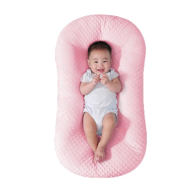Baby Lounger - Baby Lounger for Newborn, Breathable & Soft Baby Nest Cover Co for Baby 0-12 Months, Baby Essentials Gifts, Portable Infant Lounger, Baby Snuggle Lounger Me (Pink-2)