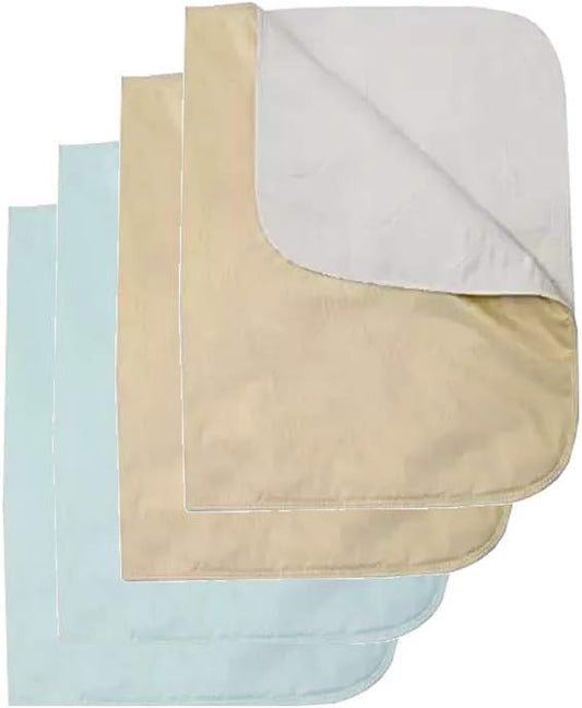 Platinum Care Reusable Bed Pads - Waterproof & Washable Incontinence Protector for Adults, Kids, Elderly, Dogs - Mattress and Chair Cover Pack of 4 - 18x24 (2 Green 2 Tan)