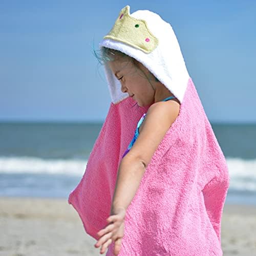 Hooded Baby Towel for Kids 2-8 | Large 100% Cotton Baby Towel for Girls in Pink | Cute Princess Bath Towels for Babies and Toddlers