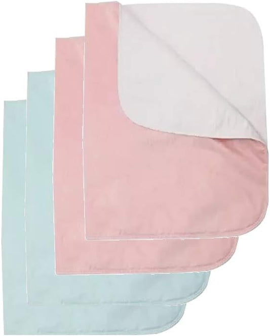 Platinum Care Reusable Bed Pads - Waterproof Washable Incontinence Mattress Protector Pads - Adult & Elderly Kids & Dog Protection - Pack of 4-18x24 (2 Green 2 Pink)