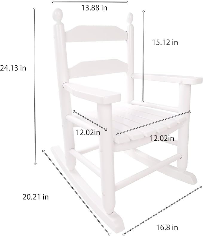Toddler Rocking Chair Set of 2 Wooden Comfy Recliner Rocker for Kids Ages 3-6 Baby Lounge Chair Indoor Outdoor Girls Children’s Playroom White