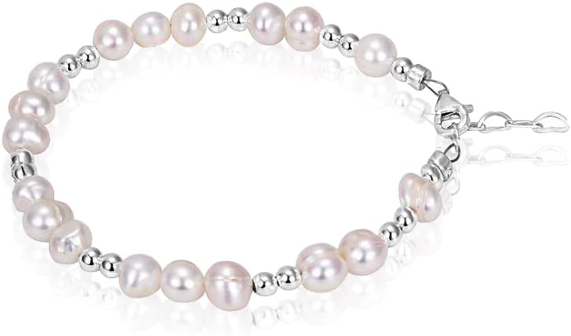 Freshwater Cultured Pearl Bracelet, Baby Bracelets for infant girls Sterling Silver Jewelry keepsake for boys or girls, 1st Birthday Girl, 1 Year Old Girl Gifts