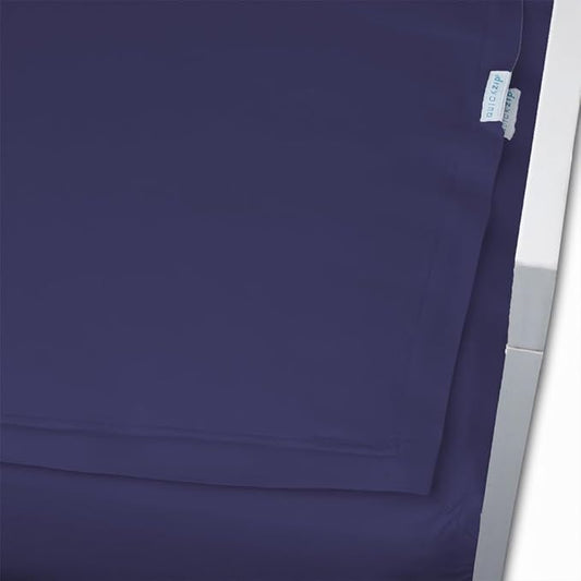 QuickZip Crib Sheet Set - Faster, Safer, Easier Baby Crib Sheets - Includes 1 Wraparound Base & 1 Zip-On Crib Sheet - Deep Navy 100% Cotton - Fits All Standard Crib Mattresses