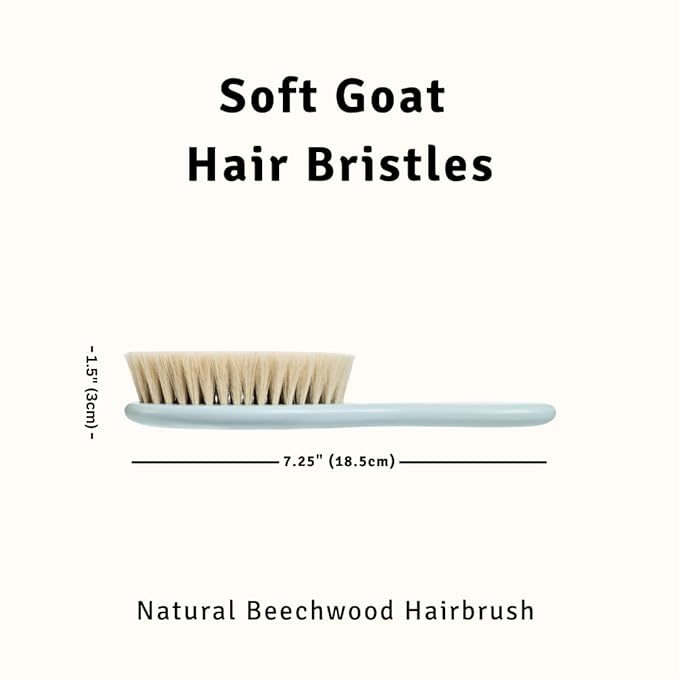 Baby Hair Brush - Ultra Soft Goat Bristles - Wooden Cradle Cap Brush for Newborns, Infants, Toddlers - Gentle Scalp Grooming and Styling for Baby Girls and Boys (Sky)