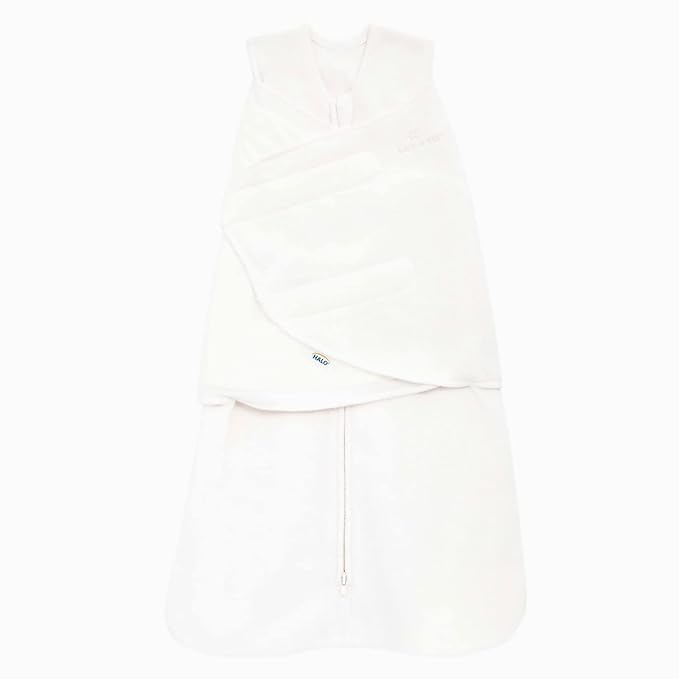 HALO Micro-Fleece Sleepsack Swaddle, 3-Way Adjustable Swaddle Blanket for Newborn and Infants, TOG 3.0 for Cold Climates, Hip Healthy, Cream, Small, 3-6 Months