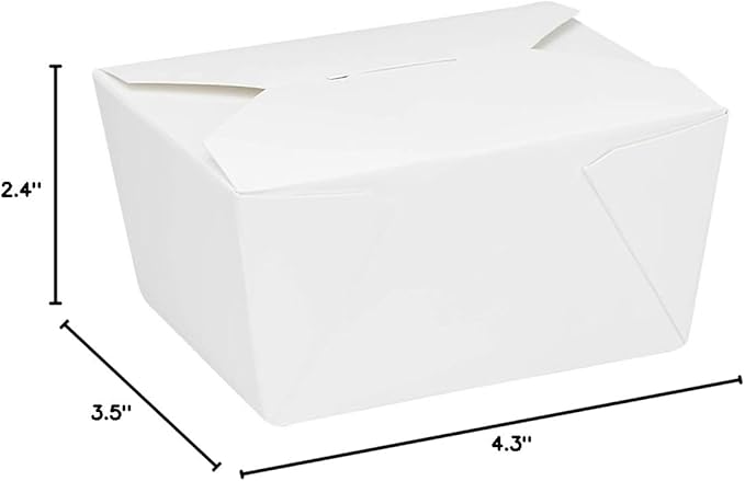 Karat FP-FTG30W 30 fl.oz. 4.3" x 3.5" x 2.4" Fold-to-Go Box #1,White (Pack of 450)