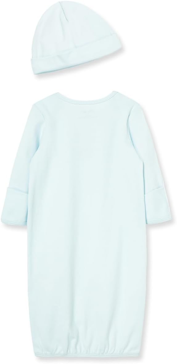 Little Me Clothes for Baby Boys' 2-Piece Nightgown and Cap Set 100% Cotton with Elastic Bottom, Baby Essentials, 0-3 Months