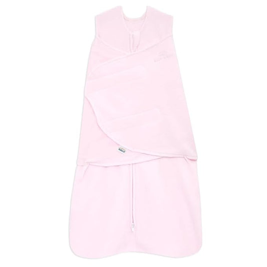 HALO Micro-Fleece Sleepsack Swaddle, 3-Way Adjustable Swaddle Blanket for Newborn and Infants, TOG 3.0 for Cold Climates, Hip Healthy, Soft Pink, Newborn, 0-3 Months