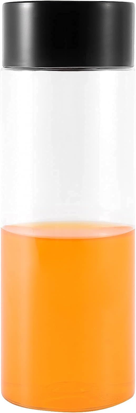 18 PCS 14 Oz Bulk Empty Sensory Bottles, Plastic Juice Bottles with Caps, Reusable Clear Drink Containers, PET Water Bottles for Juice Milk Homemade Beverages