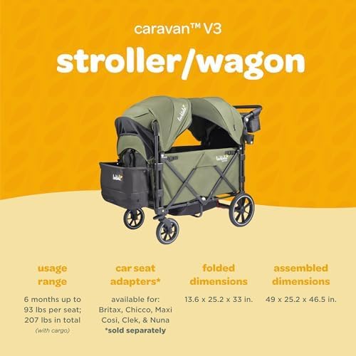 Larktale Caravan V3 Stroller, 2-Seater Kids Wagon, 207 lb Capacity, Chelsea Green