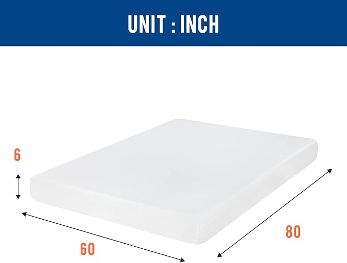 FDW | 6 Inch Queen Mattress | Medium Firm | Gel Memory Foam Mattress | White | Bed in a Box, CertiPUR-US Certified | Pressure Relief, Cooling Ventilated Foam | Washable Removable Cover