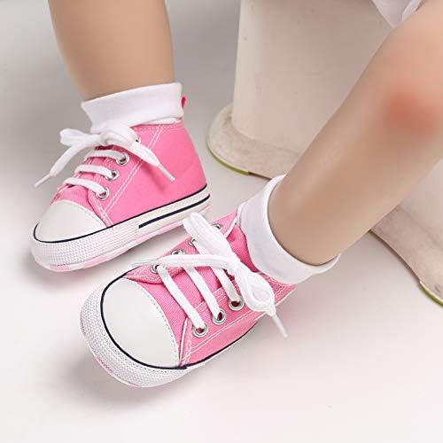 Unisex Baby Boys Girls Shoes, Newborn Infant Non-Slip Canvas Denim High Top Sneakers, Toddler First Walkers Shoes