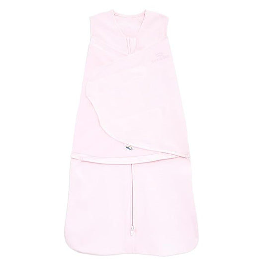 HALO 100% Cotton Sleepsack Swaddle, 3-Way Adjustable Wearable Blanket, TOG 1.5, Soft Pink, Small, 3-6 Months