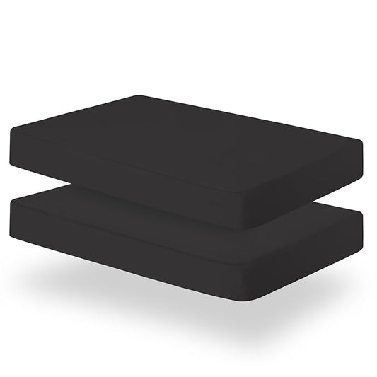 Biloban Pack and Play Sheets Fitted, 2 Pack Pack and Play Sheet Fits for Graco Pack n Play Mattress, Neutral Playard Sheets for Baby Boys and Girl, Black, 38”X 26”