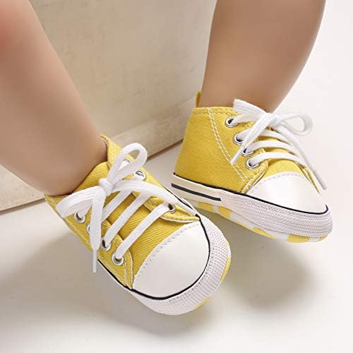 Unisex Baby Boys Girls Shoes, Newborn Infant Non-Slip Canvas Denim High Top Sneakers, Toddler First Walkers Shoes