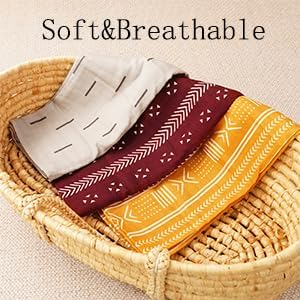 Muslin Swaddle Blankets for Baby Boys and Girls,3 Pack Breathable Soft Receiving Blanket,Large 43.3X 43.3 inches,Newborn Essentials Must Haves(Geometry)