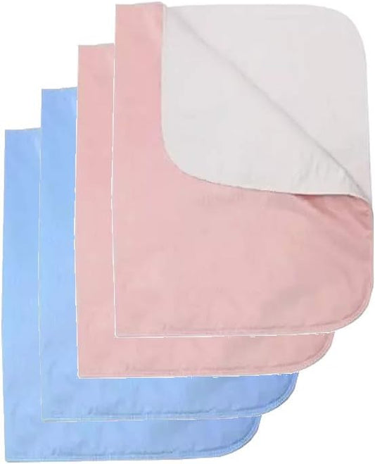 Platinum Care Reusable Bed Pads - Waterproof & Washable Incontinence Bed Pads - Mattress and Chair Protector for Adults, Kids, Elderly, Dogs - Pack of 4-18x24 (2 Blue 2 Pink)
