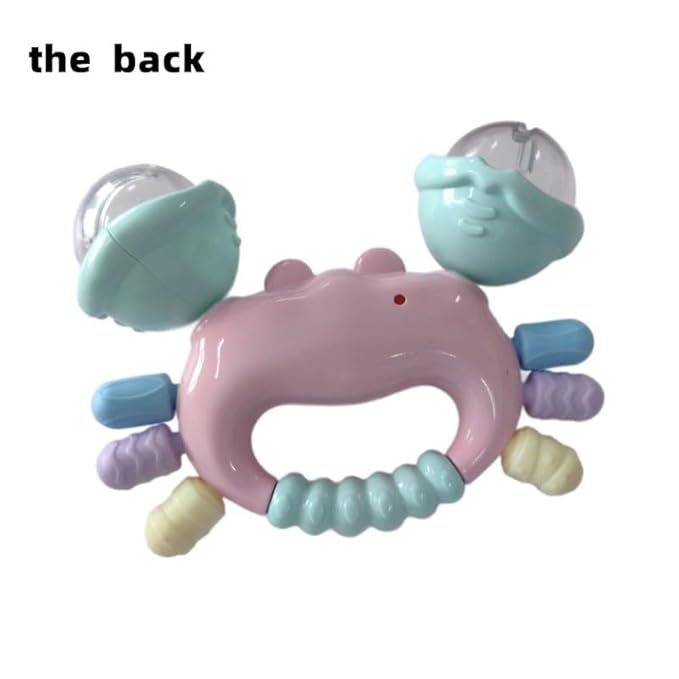 Baby Crab Rattle Toy - ABS Material, Handheld Crab Shaped Toy for Infants, Early Education Grip & Smart Toy for Newborn Boys and Girls(345A) (Pink)