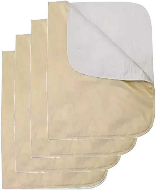 Platinum Care Reusable Bed Pads - Waterproof & Washable Incontinence Pads - Mattress and Chair Protector for Adults, Kids, Elderly & Pets - Pack of 4-18x24 (Tan)