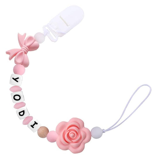 Personalize Name Pacifier Clips,Custom Baby Pacifier Holder Leash with Silicone Beads,Newborn Gift for Boy or Girl
