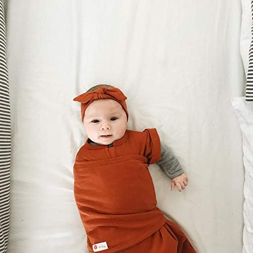 embé 2-Way Transition Short Sleeve Swaddle Blanket Wrap for Babies 3-6 Months - Rust, Sand, Spruce | Legs in & Out Design | Stage 2 Sleep, 12-18 lbs