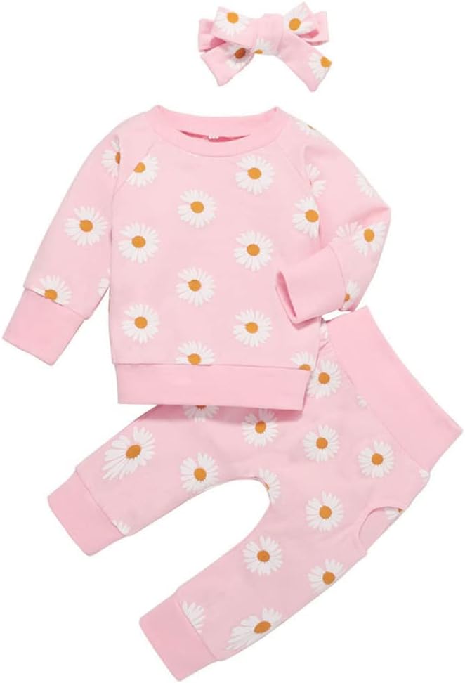 Cute Toddler Baby Girls Clothes Set Long Sleeve T-Shirt and Pants Kids 2pcs Outfits