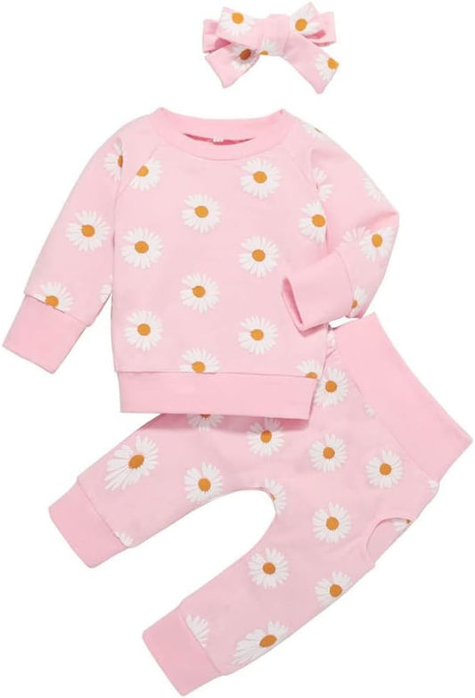 Cute Toddler Baby Girls Clothes Set Long Sleeve T-Shirt and Pants Kids 2pcs Outfits