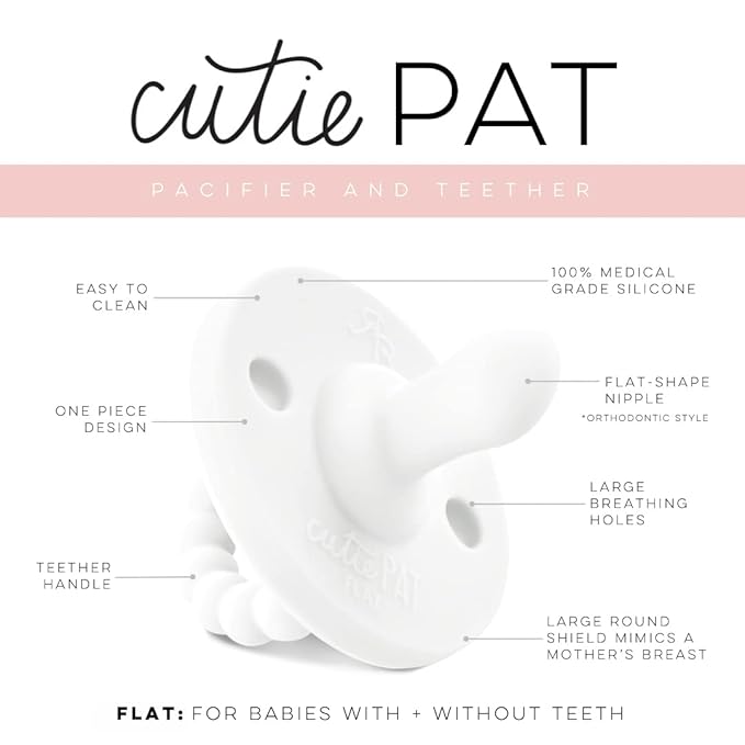 Ryan & Rose Cutie PAT Pacifier Teether (Flat, White)