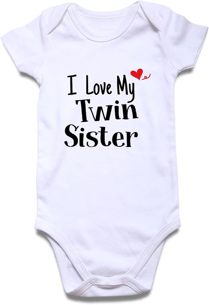 DEFAHN Funny Twins Baby Bodysuits Boys Girls Rompers 2 Pack Twin Matching Clothes Outfits for Newborn Infant