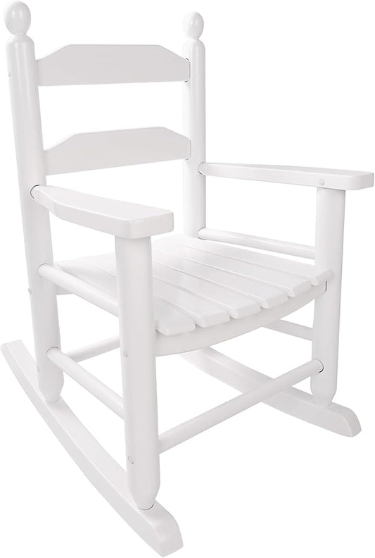 Toddler Rocking Chair Wooden Comfy Recliner Rocker for Kids Ages 3-6 Baby Lounge Chair Indoor Outdoor Girls Children’s Playroom White