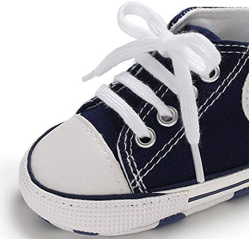 Unisex Baby Boys Girls Shoes, Newborn Infant Non-Slip Canvas Denim High Top Sneakers, Toddler First Walkers Shoes