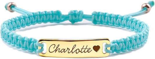 Personalized Baby Bracelet, 18K Gold Plated Custom Name Bracelet, Braided Cord Baby Bracelet Adjustable for Baby Girls and Boys as Birthday Gift Baptism Gift