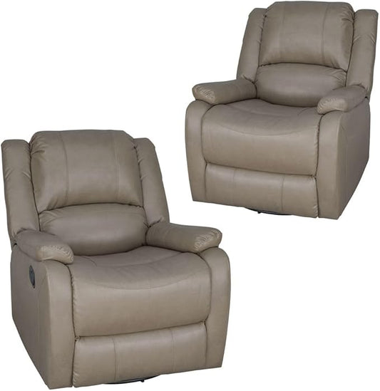RecPro Charles Collection | 30" Swivel Glider RV Recliner | RV Living Room (Slideout) Chair | RV Furniture | Glider Chair (Putty, 2-Pack)