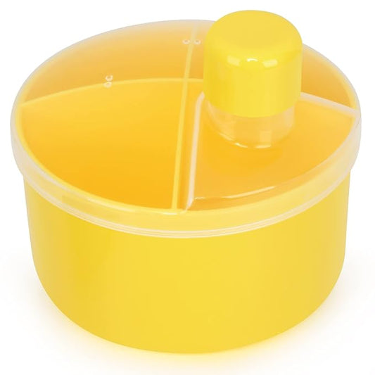 Accmor Formula Dispenser On The Go, Non-Spill Rotating Four-Compartment Formula Container To Go, Milk Powder Snack Storage Container for Infant Toddler Travel Outdoor, Yellow