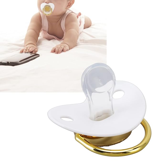 Baby Pacifier, Stylish DIY Photo Decoration Infant Bling Pacifier Clip Set for Newborn (White M)