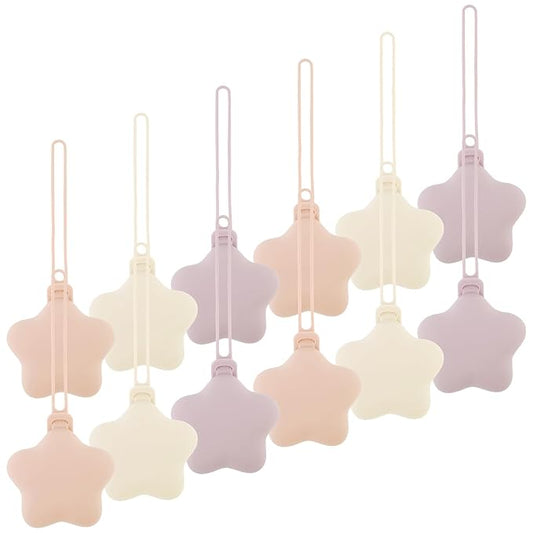 12 Pcs Silicone Pacifier Holder Case Safe and Soft Material Pacifier Pouch Portable Pacifier Case Protective Pacifier Storage Case Easy to Clean for Diaper Bag Stroller