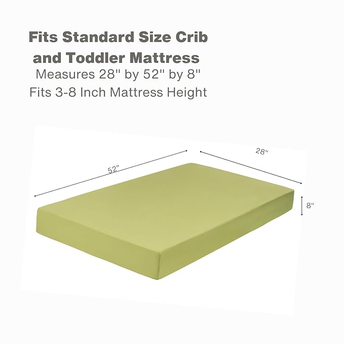 Everyday Kids Fitted Crib Sheet, 100% Soft Breathable Microfiber Baby Sheet, Fits Standard Size Crib Mattress 28in x 52in, Green Nursery Sheet