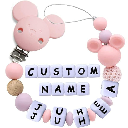 Personalized Pacifier Clip with Name Custom Stroller Clip Silicone Pacifier Chain Holder