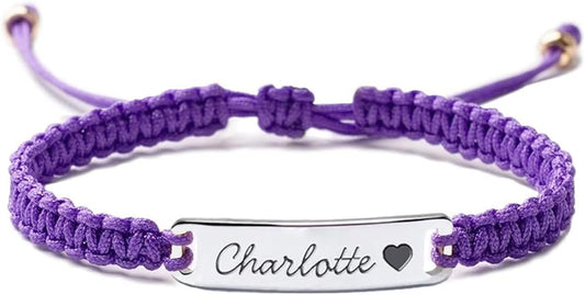 Personalized Baby Bracelet, 18K Gold Plated Custom Name Bracelet, Braided Cord Baby Bracelet Adjustable for Baby Girls and Boys as Birthday Gift Baptism Gift