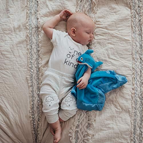 Shark Lovey Blanket for Baby | Large 20" x 20" Baby Lovey for Girls or Boys | Cute Shark Security Blanket for Babies and Toddlers