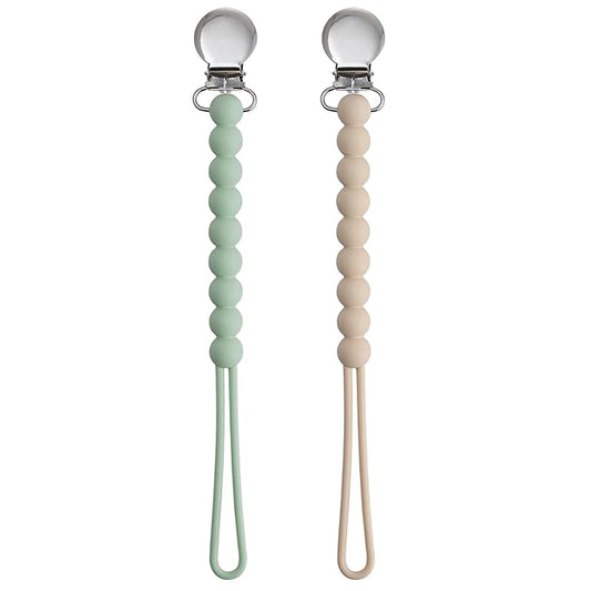 Pacifier Clips for Boys - MORIBOX Paci Clip Soothe Baby Binky Holder for Shower Birthday Gift 2 Pack