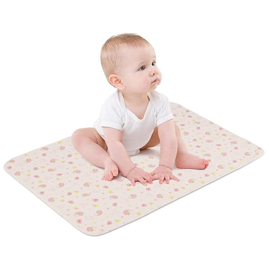 2 Pcs 20x27Inches Waterproof Changing Pads,Reusable Leak Proof Crib Disaper Pads,Portable Unisex Baby Changing Mat for Home&Travel.(Pink)