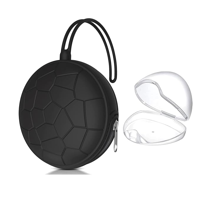Smlpuame Pacifier Holder Case,Mothers Day Gifts for Mom BPA Free Portable Silicone Baby Pacifier Cover Pouch for Diaper Bag Stroller,Travel Outdoor Activities,Easy to Clean(Football & Black)