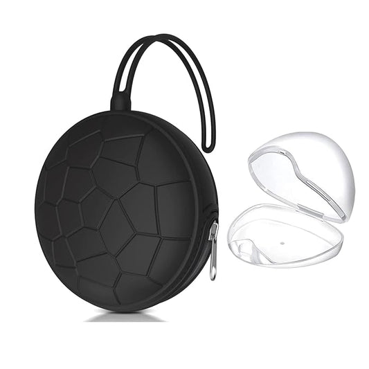 Smlpuame Pacifier Holder Case,Mothers Day Gifts for Mom BPA Free Portable Silicone Baby Pacifier Cover Pouch for Diaper Bag Stroller,Travel Outdoor Activities,Easy to Clean(Football & Black)