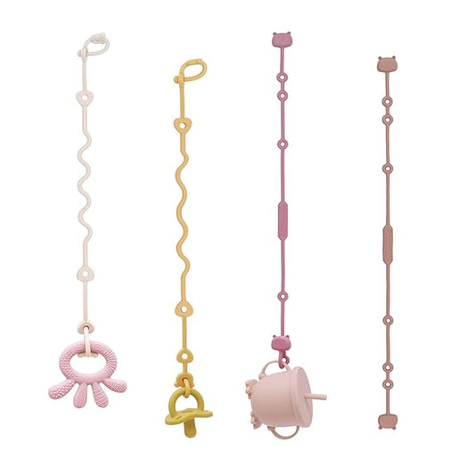 ALVABABY Silicone Toy Strap for Baby Boy Girl Smoother Clips Bottle High Chair Car Seat Travel 4 Pack 4GJL03A