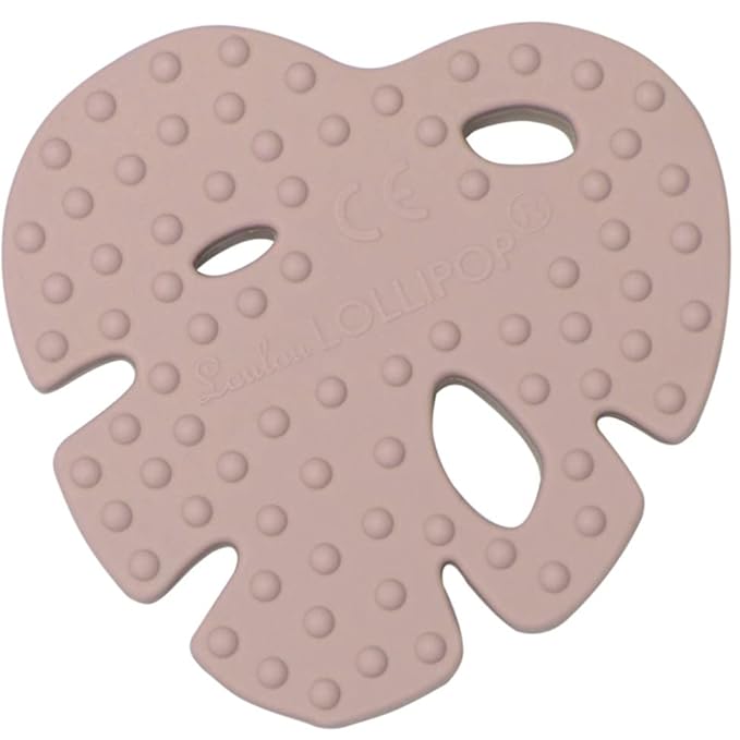 Loulou Lollipop Silicone Teether for Teething Baby Boy and Girl - Monstera Blush Pink